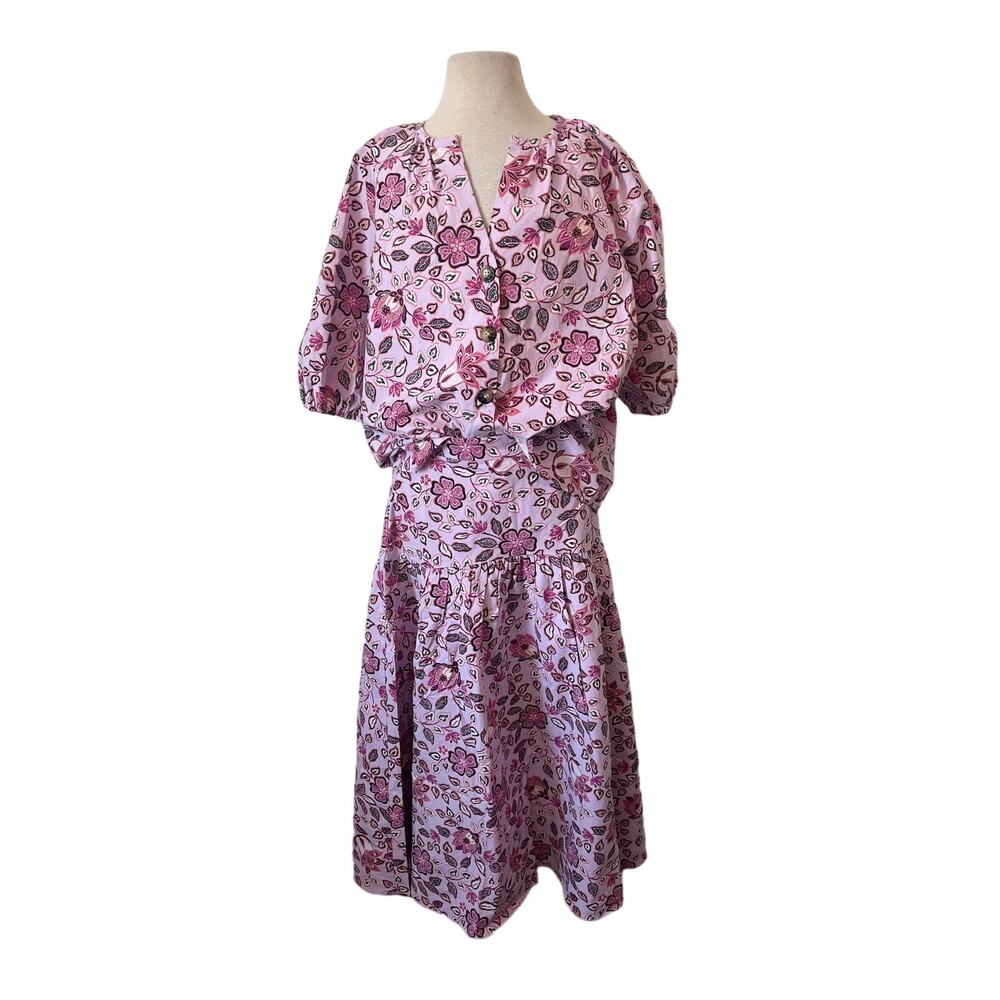 NWT ANN TAYLOR Purple Floral Skirt & Top Set - Tall Fit